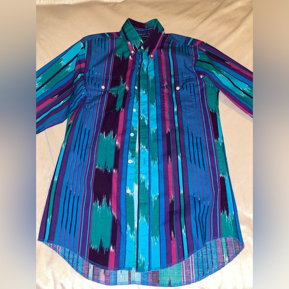 Vintage striped wrangler brush popper button up